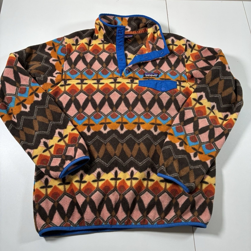 Patagonia Lightweight Synchilla Snap-T Fleece M Champions Big Anthos Aztec - Picture 1 of 9